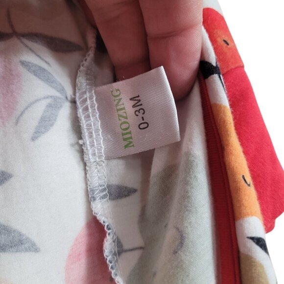 Miozing Bamboo 0-3 Mo Baby Girl Boy Apple Print Zippy Pajamas Animal Sleeper Red - Picture 12 of 14